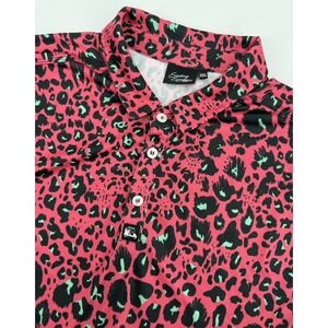 Sunday Swagger Polo Shirt Mens XXL Pink Black Animal Print Golf Performance USA